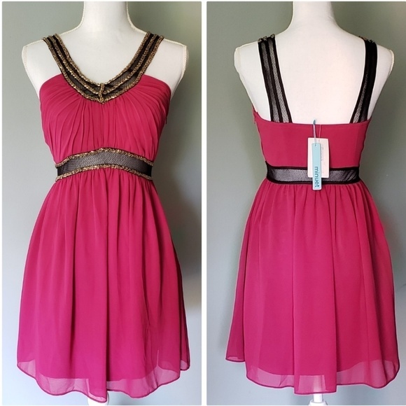 Minuet  V-Neck  Mesh Dress - Picture 1 of 8